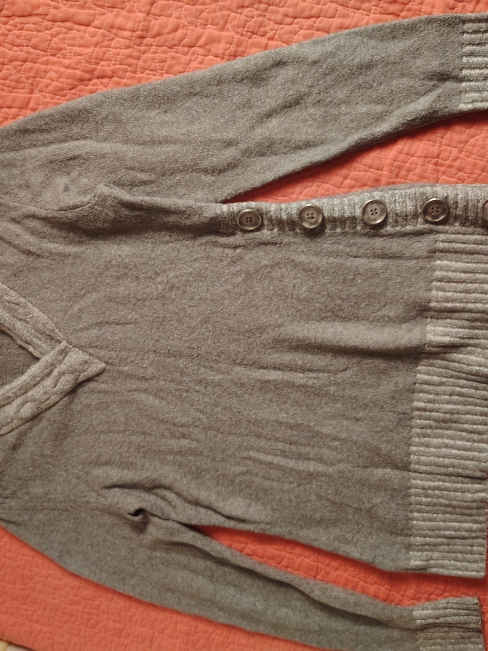 Style & Co. Taupe Button-Front V-Neck Cardigan